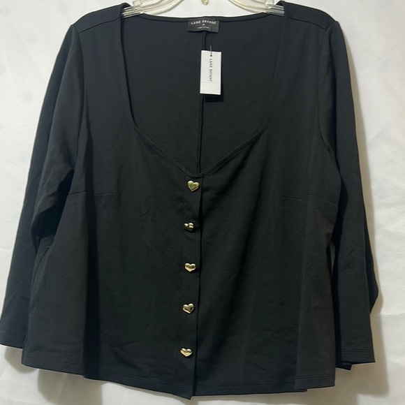 Lane Bryant Black Fitted Buttoned Blouse - Picture 1 of 7